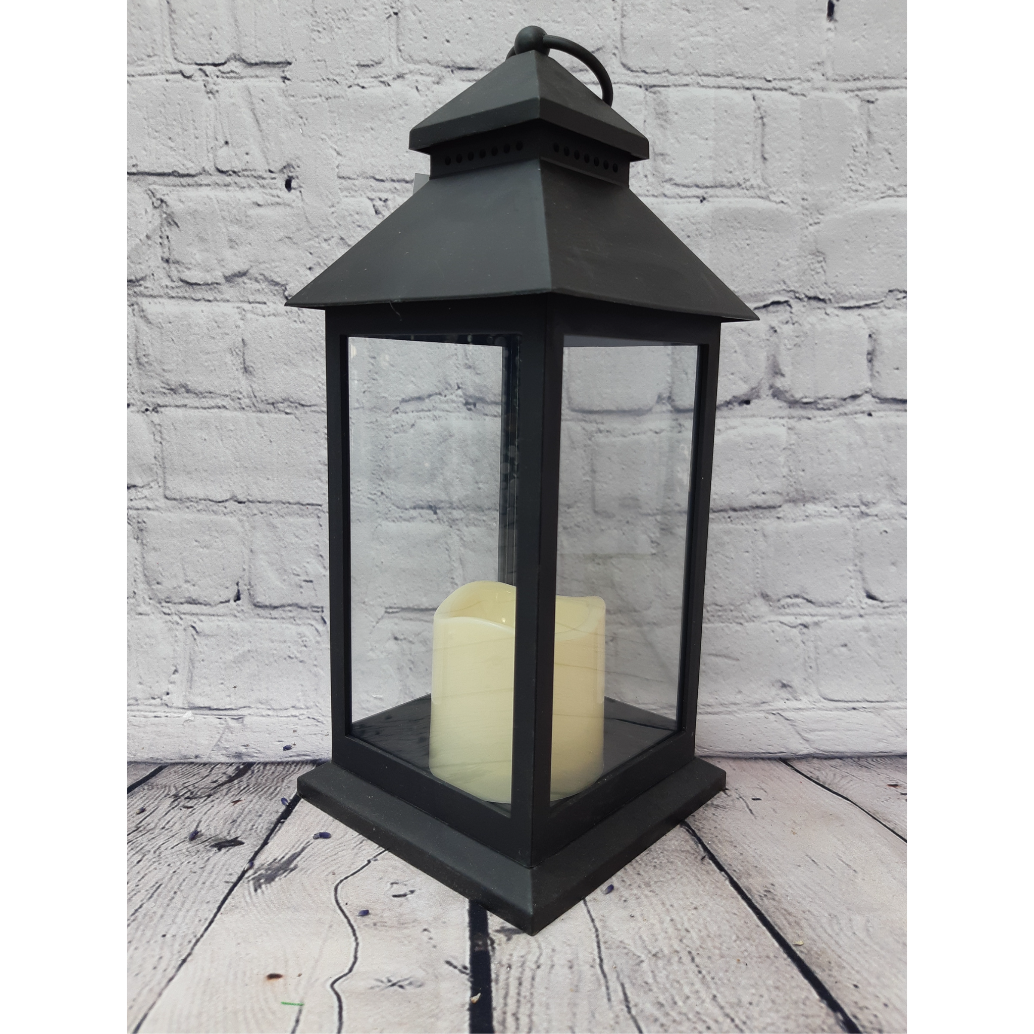 Small Gray Metal Indoor/Outdoor Lantern with Timer 14H - 2 Lanterns