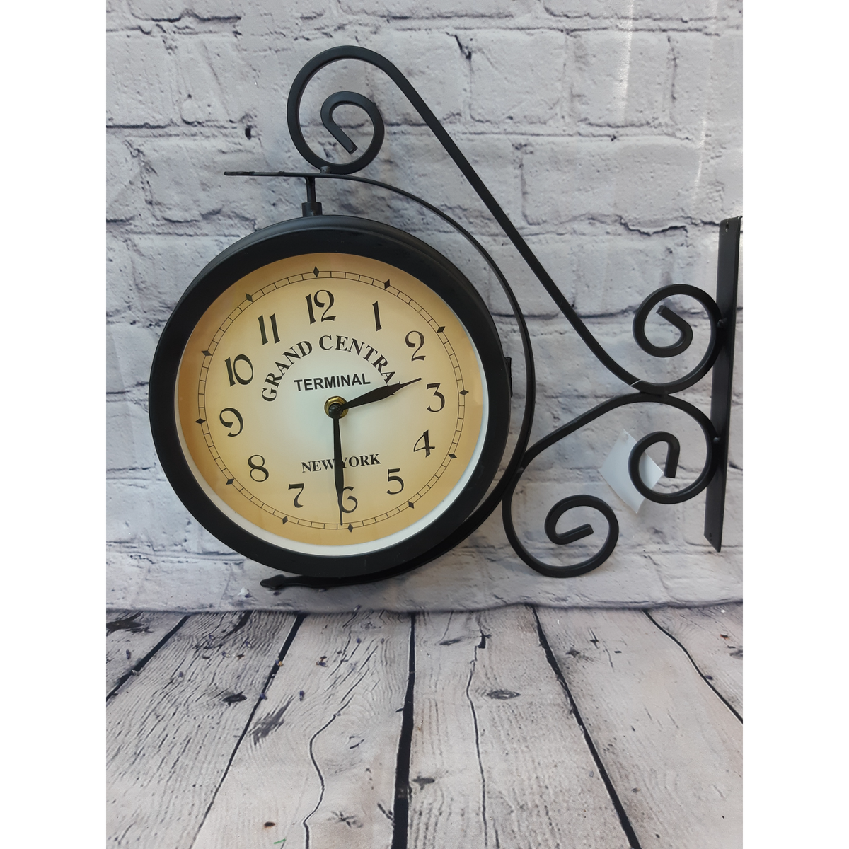 Double Sided Grand Central Metal Clock & Thermometer Garry's Garden Gallery